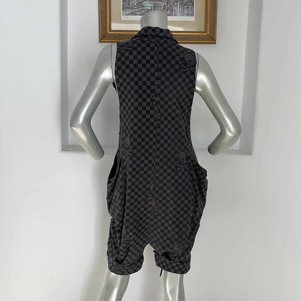A.D. MOON Romper Gray/Teal Plaid Size M - Picture 4 of 13